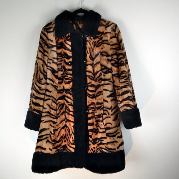 unknown source Jackets & Blazers - Vintage 60's Faux Fur Tiger Print with Black Trim Penny Lane Coat~So Cute! Sz M